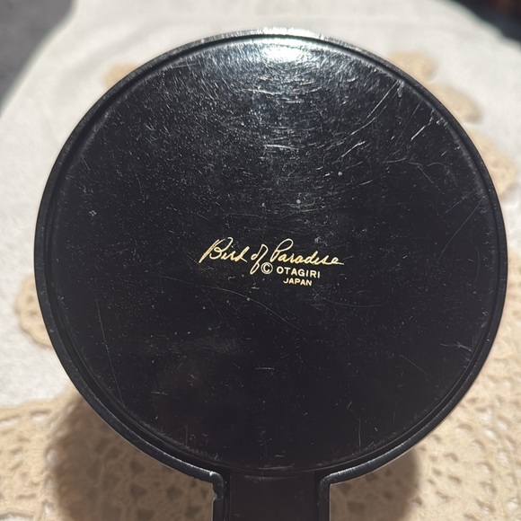 Vintage Otagiri Japan Nesting Double Hand Mirror Black Lacquer Bird Of Paradise - Picture 5 of 10